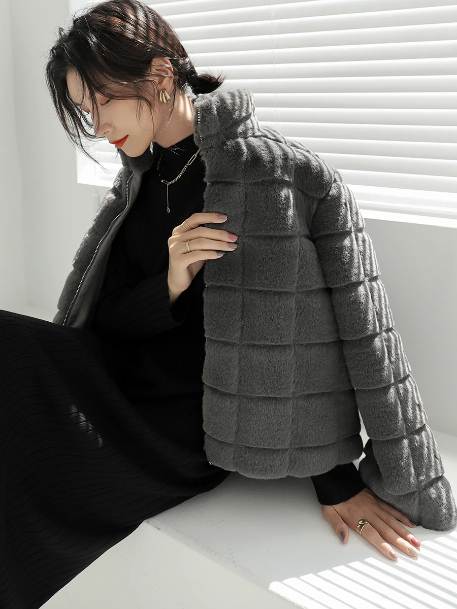 Минималистичная шуба из искусственного норкового меха женская зимняя