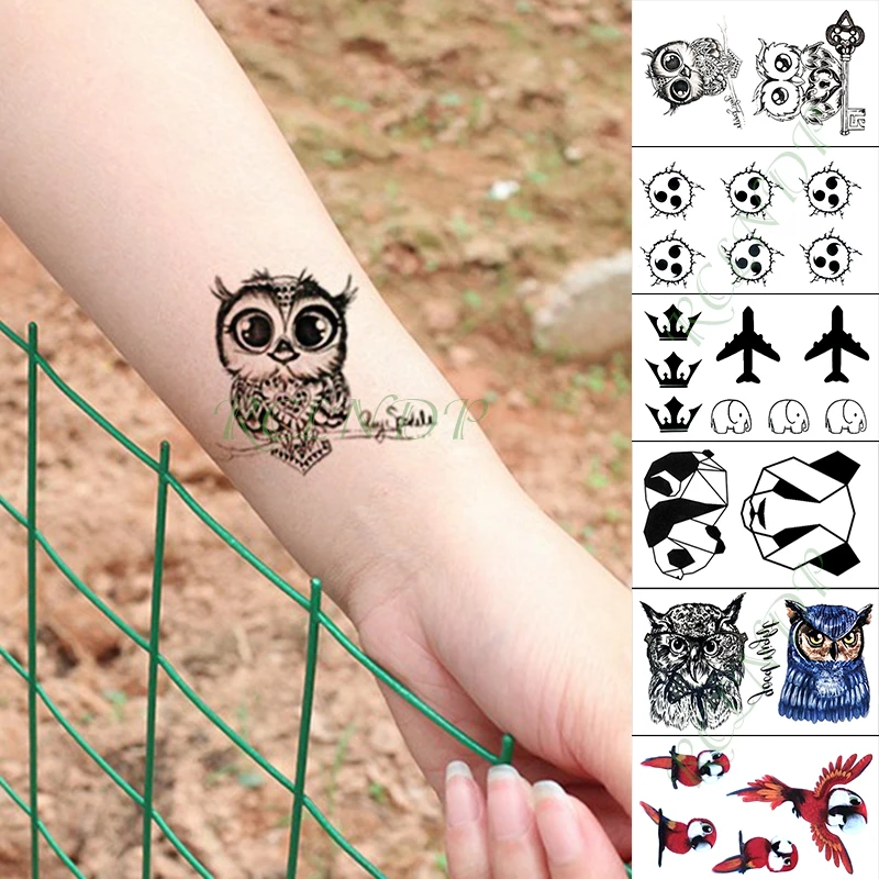

Waterproof Temporary Tattoo Sticker owl panda lovely animal fake tatto hand arm foot flash tatoo for kid child girl men women