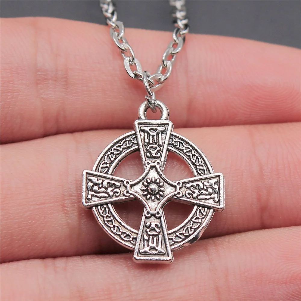 

Dropshipping Antique Silver Color 23x20mm Cross Pendant Necklace For Women