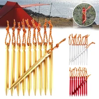 10pcsset 18cm aluminum alloy tent pegs with reflective rope ground nail stake camping hiking equipment outdoor tent accessories