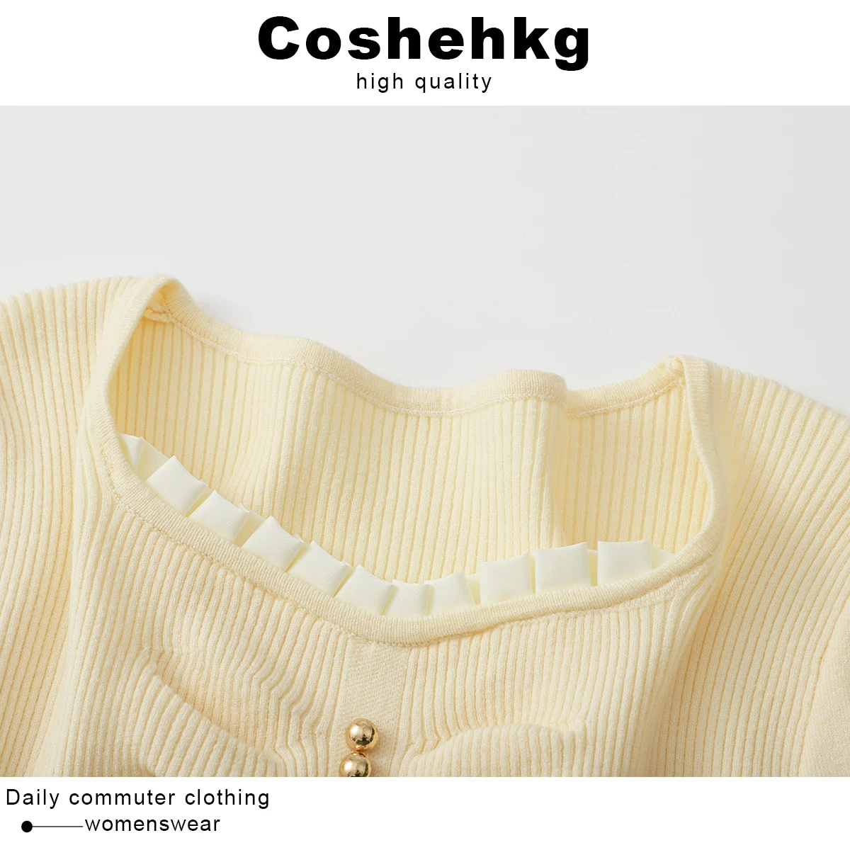 Coshehkg/французский sle квадратный воротник с пышными рукавами и длинными вязаная