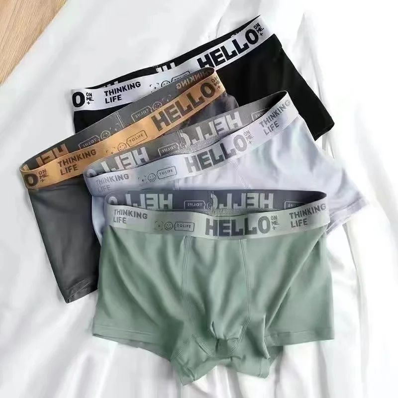 4PCS Men's Underwear Male  Cotton Boxer Shorts Antibacterial Fabric Soft Comfortable Breathable
