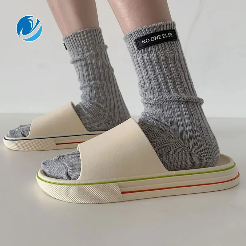 

Mo Dou 2022 Summer New Fashion Couples Home Bathroom Shoes Skid-Proof Soft Elastic Women Sandals Waterproof Flat Beach Slippers