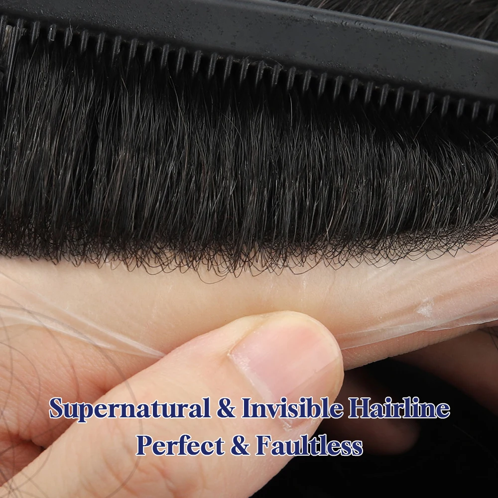 Фото Australia Men Toupee Capillary Prothesis Hair Piece For Men Hair Replacement System Men's Wig Lace and PU Breathable Toupee №4