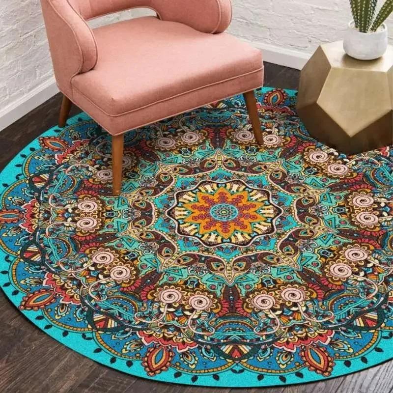 American Ethnic Bohemian Round Carpet Living Room Bedroom Decorate Coffee Table Rug Hanging Basket Computer Swivel Chair Mat