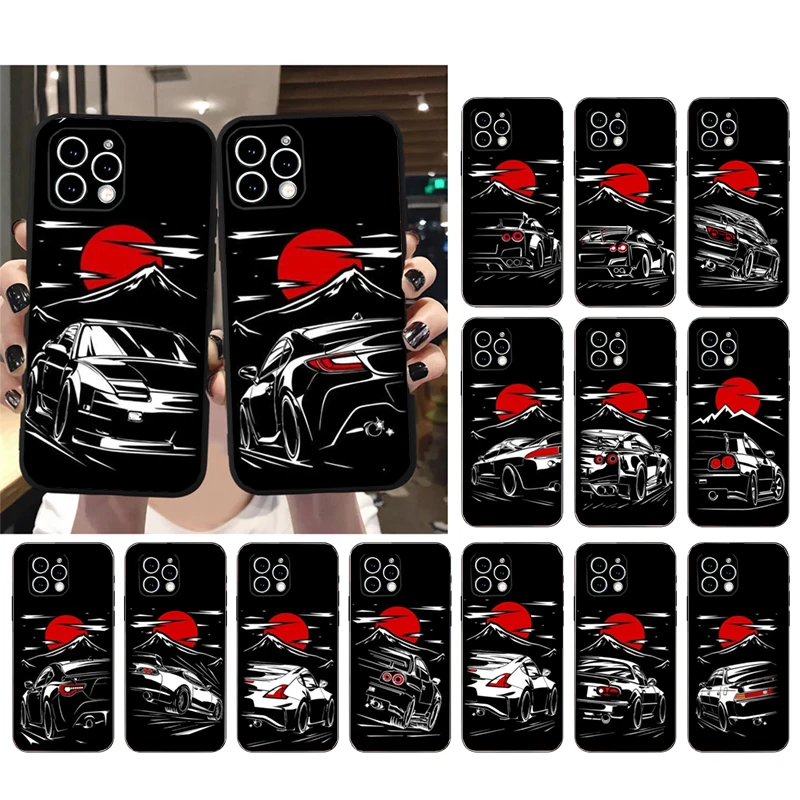 

JDM Sport Car Phone Case For iphone 14 13 12 11 Pro Max XS XR X 12mini 14 Plus 7 8 SE Mobile Phone Case Funda