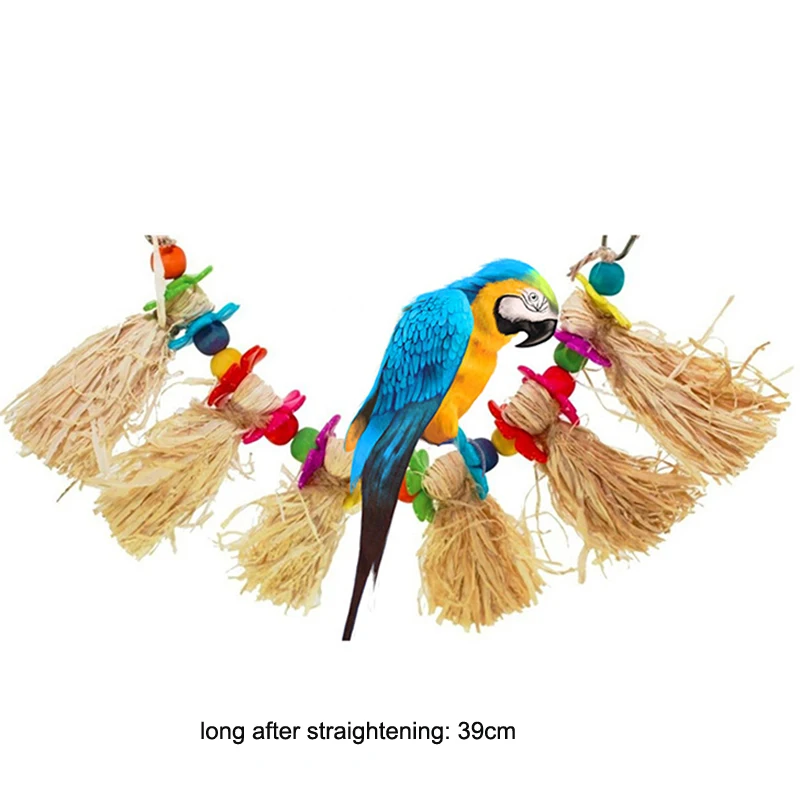 

Parrot Toy Wicker Rope Hanging Braided Budgie Chew Bird Cage Cockatiel Toy Pet Stand Training Accessories Bite Swing Supplies