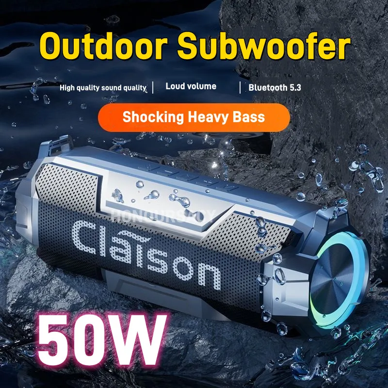 Мощный Бумбокс мощностью 50 Вт уличный портативный звуковой бокс с RGB подсветкой