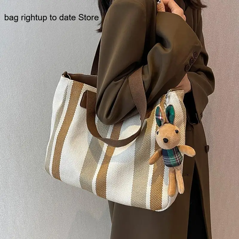 Полосатая Парусиновая Сумка-тоут через плечо