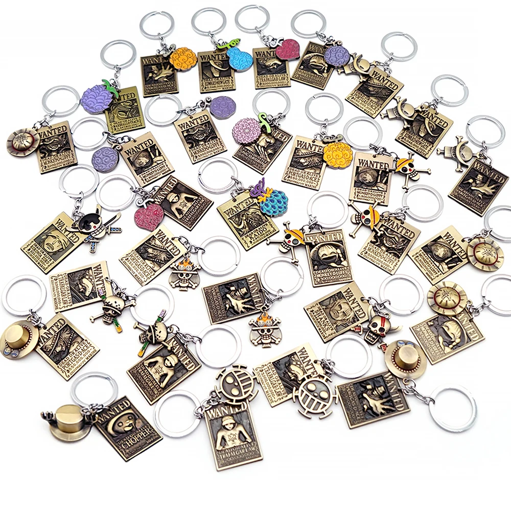 

Nika Ace Law Keychain Red Shanks Wanted Poster Cursed Devil Fruit Key Chain Keyring Anime Accessories Key Ring Pendant llaveros
