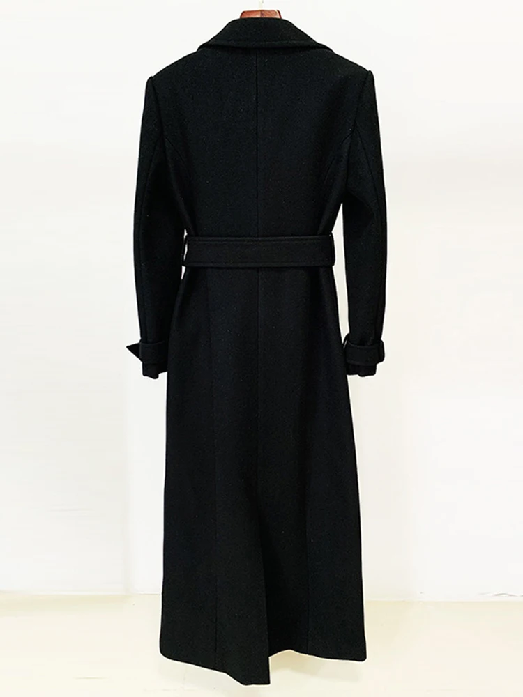 DEAT 2024 осеннее женское шерстяное пальто с зубчатым воротником и длинным рукавом