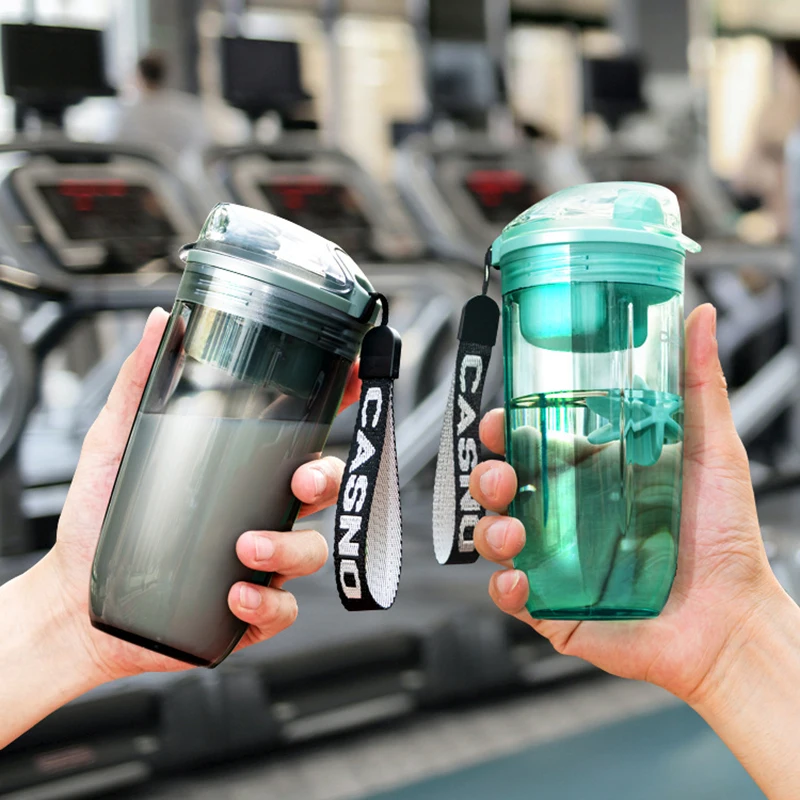 

Transparent Drink Cup Sports Fitness Water Cup With Whisk Ball Shaker Bottles Sports Shake Bottle Taza Portable Leakproof 400ml