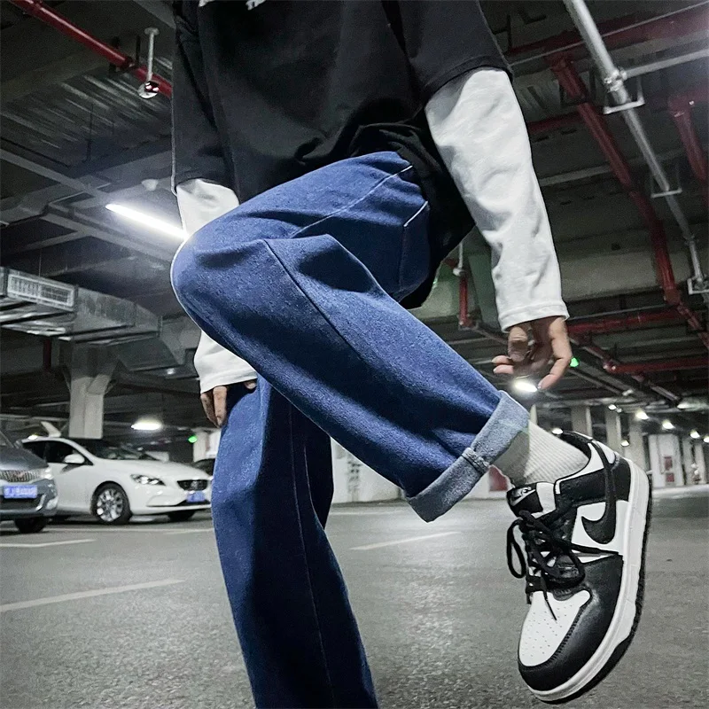 EOENKKY/2022 New Street Casual Baggy Jeans Men's Korean Fashion Hip Hop Straight Wide Leg Trousers plus size Men's Harem Pants