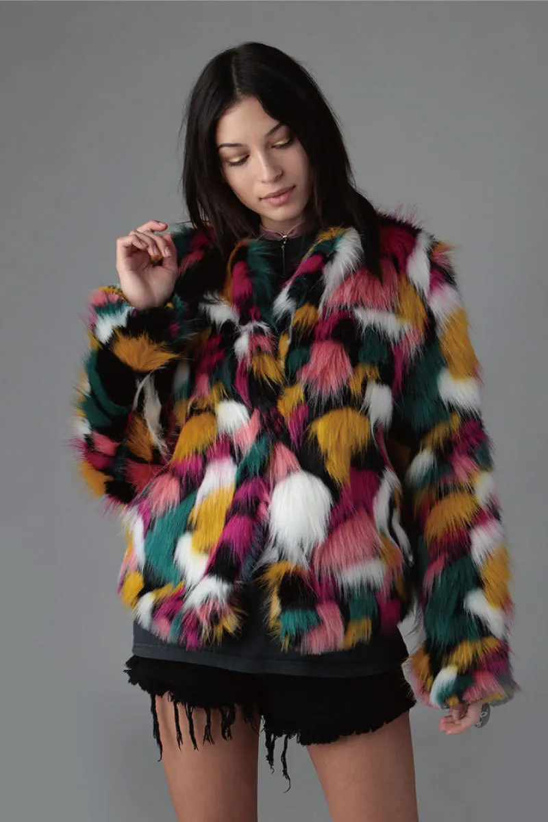 Fur Coat Women Autumn and Winter Color Faux Fur Coat Women Winter Coat Women