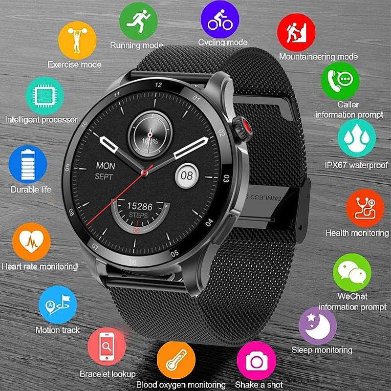 

Новинка 2023, модные спортивные водонепроницаемые Смарт-часы для мужчин, GPS, трек движения, пульсометр, 100 + спортивные режимы, Bluetooth, звонки, Смарт-часы для мужчин