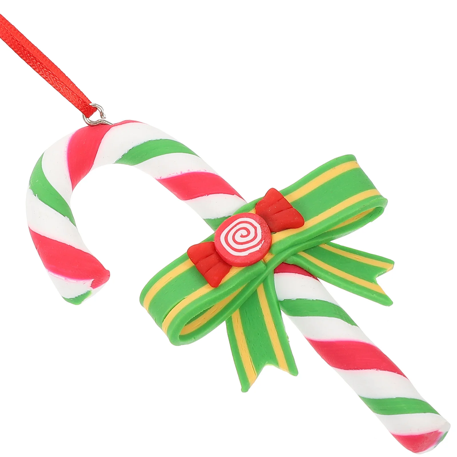 

Christmas Cane Pendant Office Candy Decor Polymer Clay Sweets Adorn Cartoon Ornament Home Craft Tabletop Simple Treats
