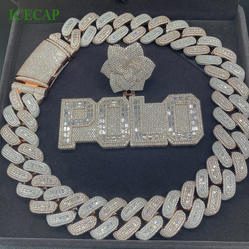 Персонализированная кубинская цепочка из розового золота с муассанитом Icecap