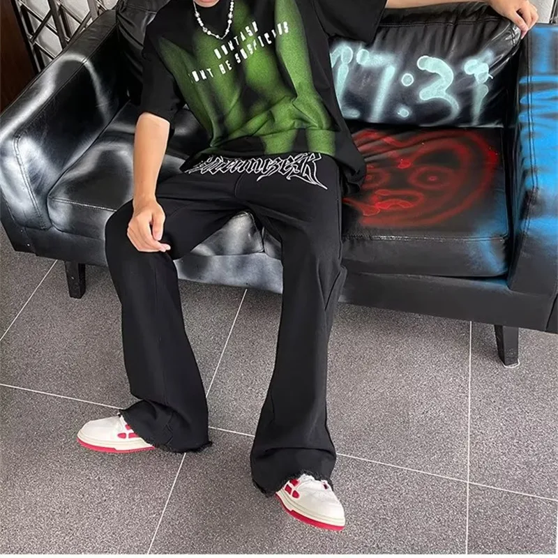 2023 Men's Jeans Pants Y2K New Cool Design Leather Embroidery White Baggy Fashion Street Wear Straight Loose Hip-hop Jeans Pants