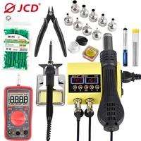 jcd 750w soldering station 2 in 1 lcd digital display rework welding station for cell phone bga smd ic repair solder tools 8898