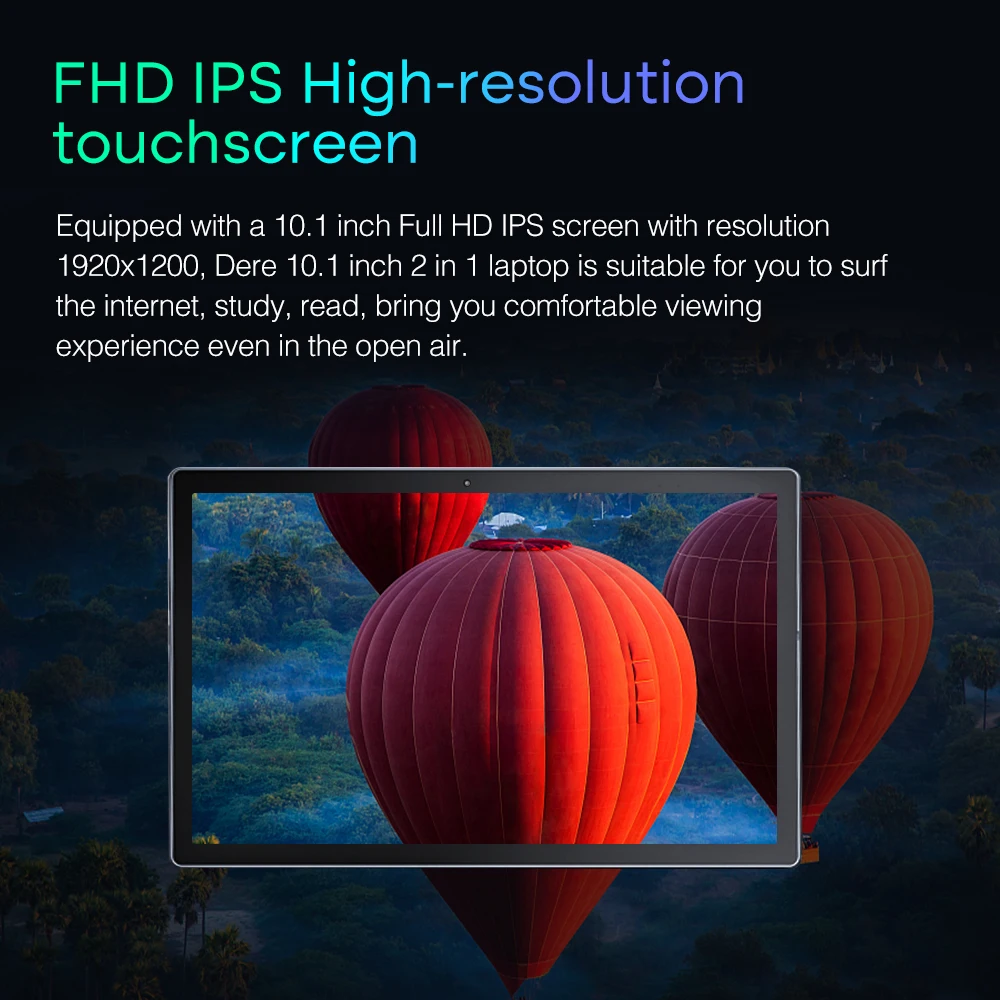 Dere D10 Touch Screen Laptop 10.1&quot 2-in-1 FHD IPS 8GB RAM 256GB SSD Intel Celeron N5100 Portable Computer Windows 11 Notebook |