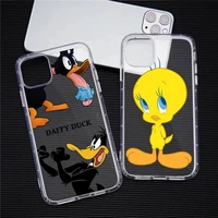 tweety bird daffy duck porky pig phone case for iphone 13 12 11 pro max mini xs 8 7 plus x se 2020 xr transparent soft cover