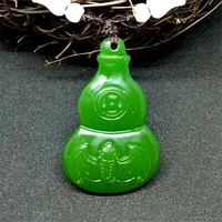 green natural jasper pendant jade gourd bat statue stone collection china hand carving jewelry fashion amulet men women gifts