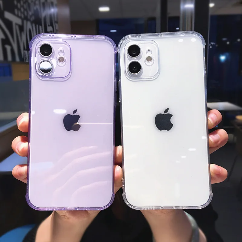 

2022 Shockproof Phone Clear Back Cover For iPhone 11 case 12 13 Mini 11 Pro XR X XS Max 7 8 Plus SE Candy Phone Bag Dropshipping