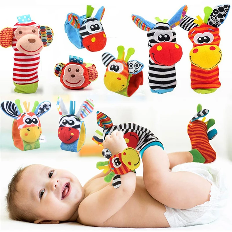 

Cute Animal Plush Rattle Socks For Babies 0 6 12 Months Sensory Baby Toys Development Newborn Games Foot Wrist Rattles For Baby
