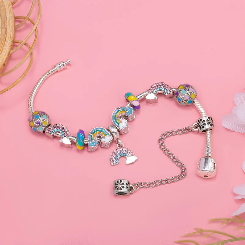 Критальная Радужная цветная цепочка с бусинами в форме сердца подвесками Сделай