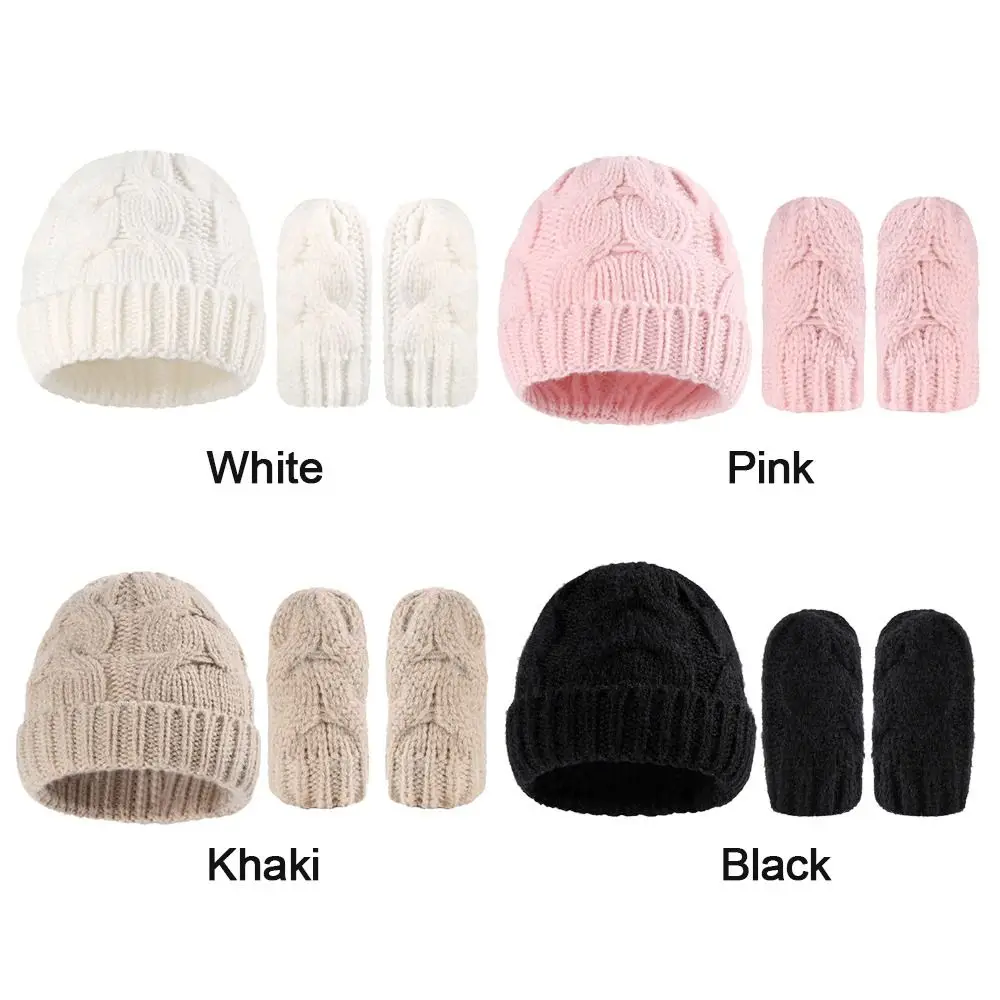 Шапка и варежки вязаные теплые шапки для маленьких мальчиков девочек комплект из