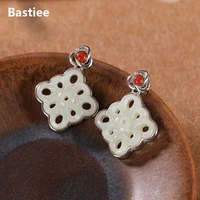 bastiee ethnic hmong luxury jewelry s925 sterling silver natural hotan jade retro hollowed out chinese knot earrings