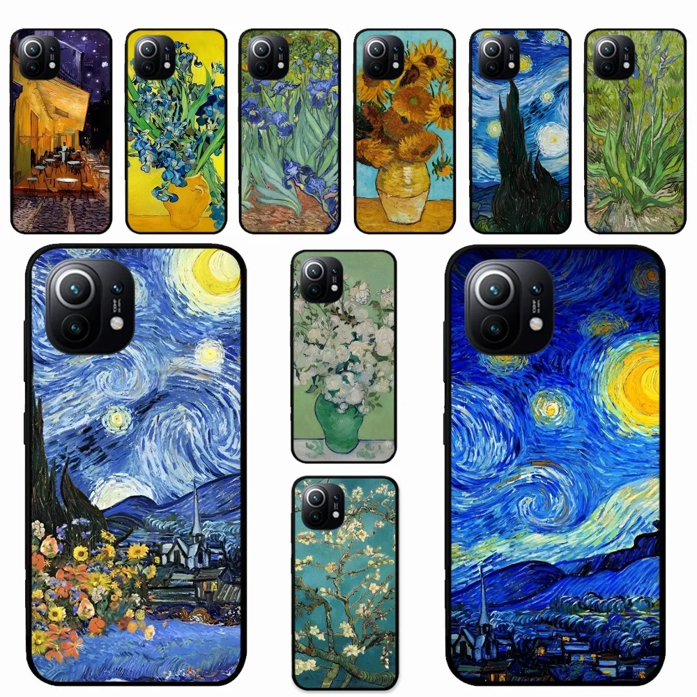 

Van Gogh Starry Sky Art Phone Case For Xiaomi Mi 5X 8 9 10 11 12 lite pro 10T PocoX3pro PocoM3 Note 10 pro lite