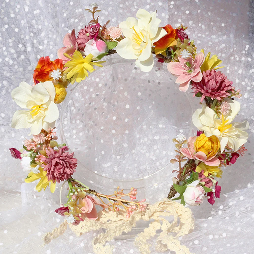 

Flower Headband Floral Hair Crown Elegant Garland Headpiece Bridal Headdress