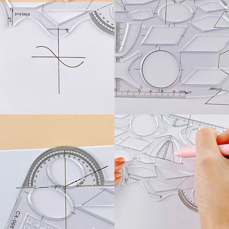 

Геометрический рисунок шаблон Для создания кругов Линейка Для рисования многофункциональные школьные принадлежности Линейка Для детей Рисование