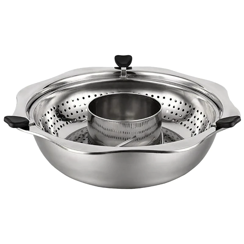 

1Pcs Stainless Steel Durable Portable Practical Hot Pot Rotary Hot Pot For Restaurant Home