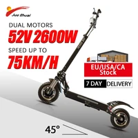 2600W Electric Scooters Adults Powerful Dual Motor 10'' Tubeless Tires Max Speed 75KM/H Foldable Kick Scooter Two Wheels 52V