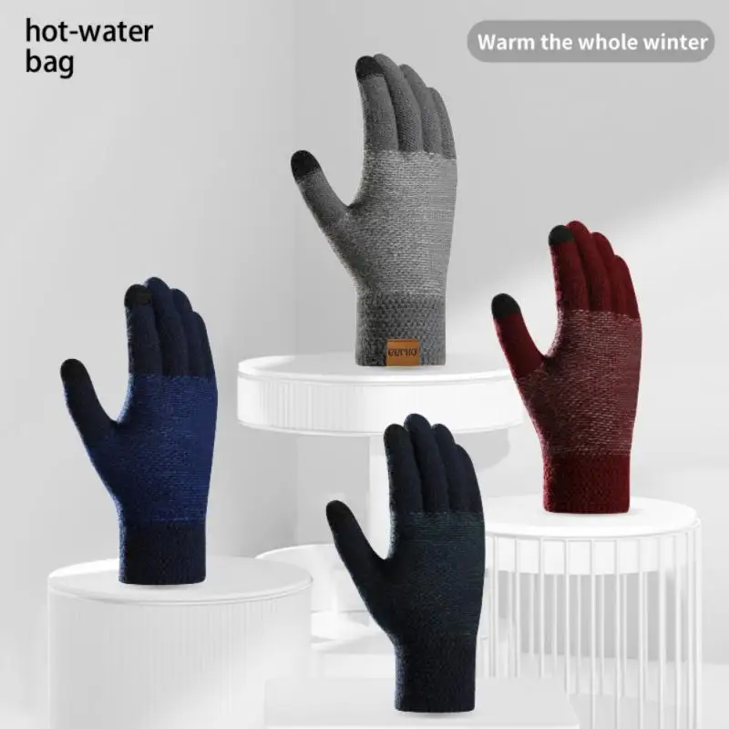 

Новинка 2022, вязаные перчатки, кашемировые мужские плюшевые Утепленные перчатки, теплые шерстяные антистатические перчатки для сенсорных экранов и игр на открытом воздухе