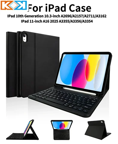 Чехол с клавиатурой KOK для iPad 11 дюймов A16 2025, чехол для Apple 2022 iPad 10-го поколения 10,9 дюйма