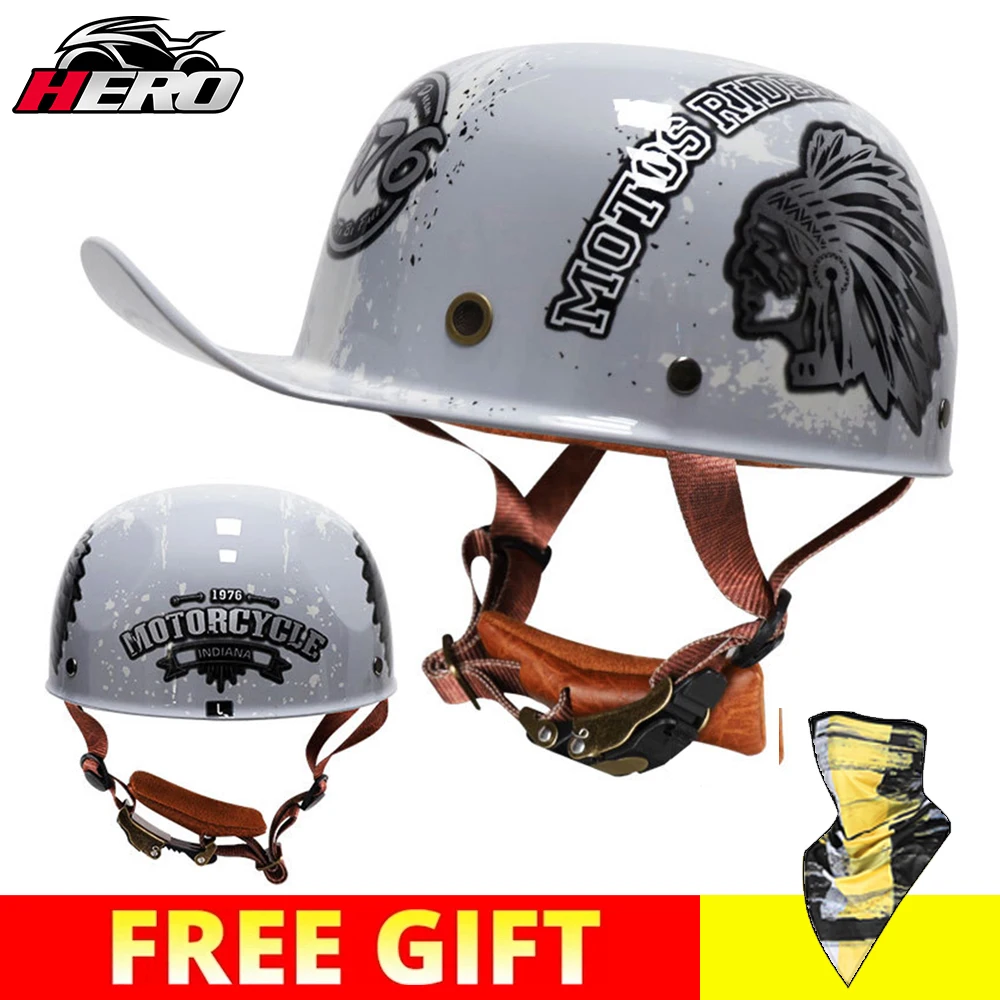 

Summer Retro Motorcycle Vintage Adult Open Face Half Helmet Baseball Cap Helmets Riding Motocross Men Women Motorcycle Helmet