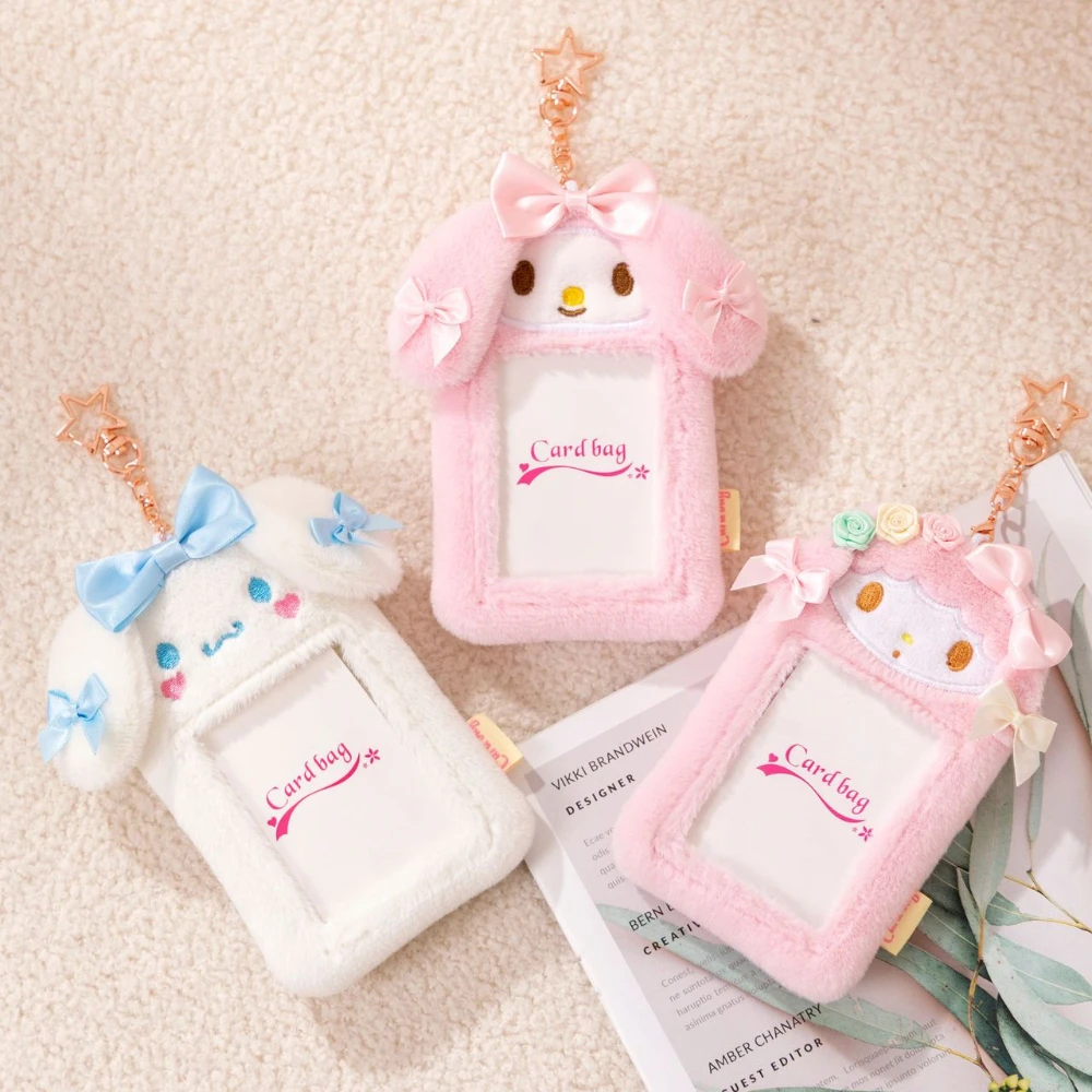 

Sanrio Kawaii Cinnamoroll Kuromi My Melody держатель для карт мультяшный плюшевый ID телефон студенческий кампус карточка фото защитный чехол