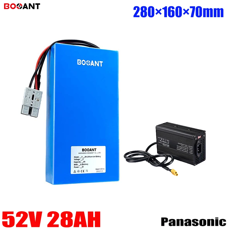 

Booant 52v 28ah Lithium Battery 30A BMS for eBike 1500w Motor With 5A Charger