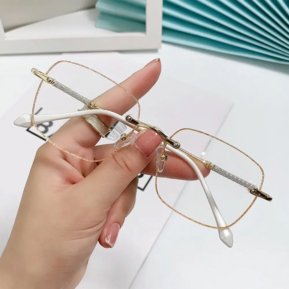 

Office Simple Glittering Frame Classic Rhinestone Reading Glasses Anti-Blue Light Ultra Light Glasses Eye Protection