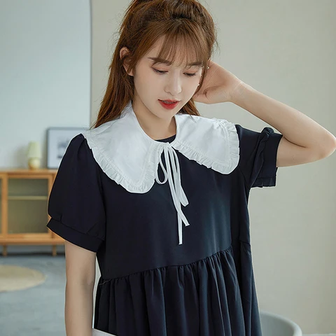 Japanese Women Girl Fake Collar Shawl Wrap Hollow Out Floral Lace Ruffled Trim Lapel Blouse Student Decor Short Capelet