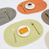 woven cotton yarn insulation pad creative oval table mat european style home decoration ramie anti slip anti scalding pad