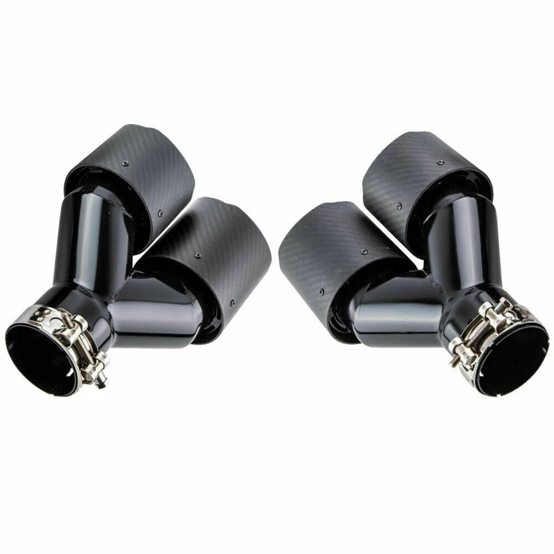 

63MM Carbon Fiber Universal Car Exhaust System Pipe Tip Y Shape Double Exit Nozzle For Muffler Decoration Tuning Exhaust