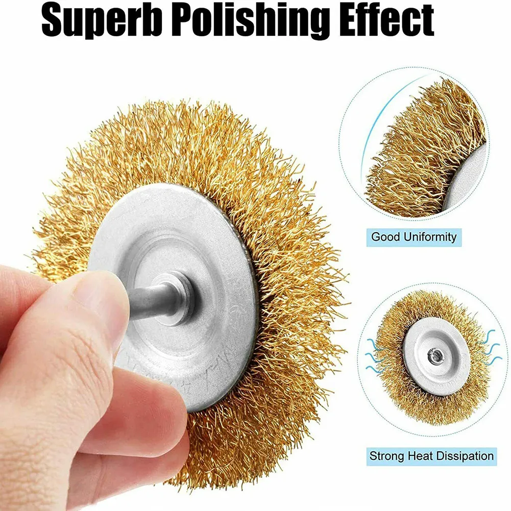 

10 Pcs Brass Wire Brush Cleaning Tools Brush Copper-plated Steel Wire For Drills Cordless Screwdrivers Micro Hand Rotary Tools