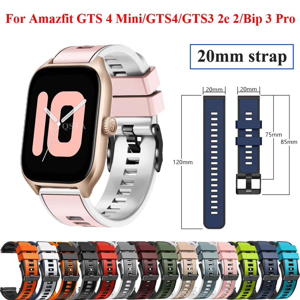 

New 20mm Silicone Band for Huami Amazfit Bip 3 Pro/S/U Pro/GTS4 Watchband Bracelet Strap for Amazfit GTS 4 3 2e 2 Mini GTR 42mm