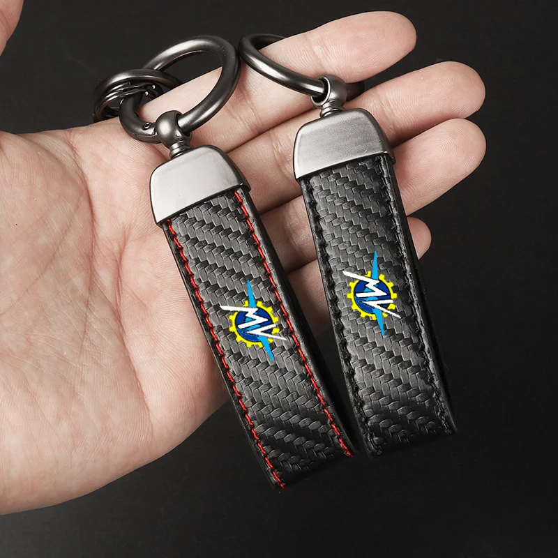 Motorcycle Carbon Fiber Leather Keychain Horseshoe Buckle Jewelry for MV Agusta F3 675 800 Brutale 800 1000 Motorcycle