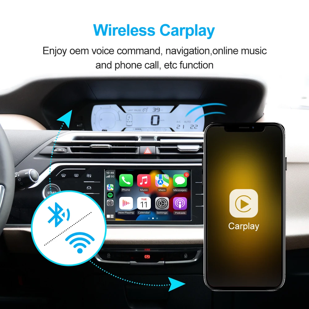 Wireless Carplay Ｍodule Box For Citroen C4 SMEG SMEG+ Picasso DS4 DS3 308 508 208 200 Android Auto Mirror Link USB