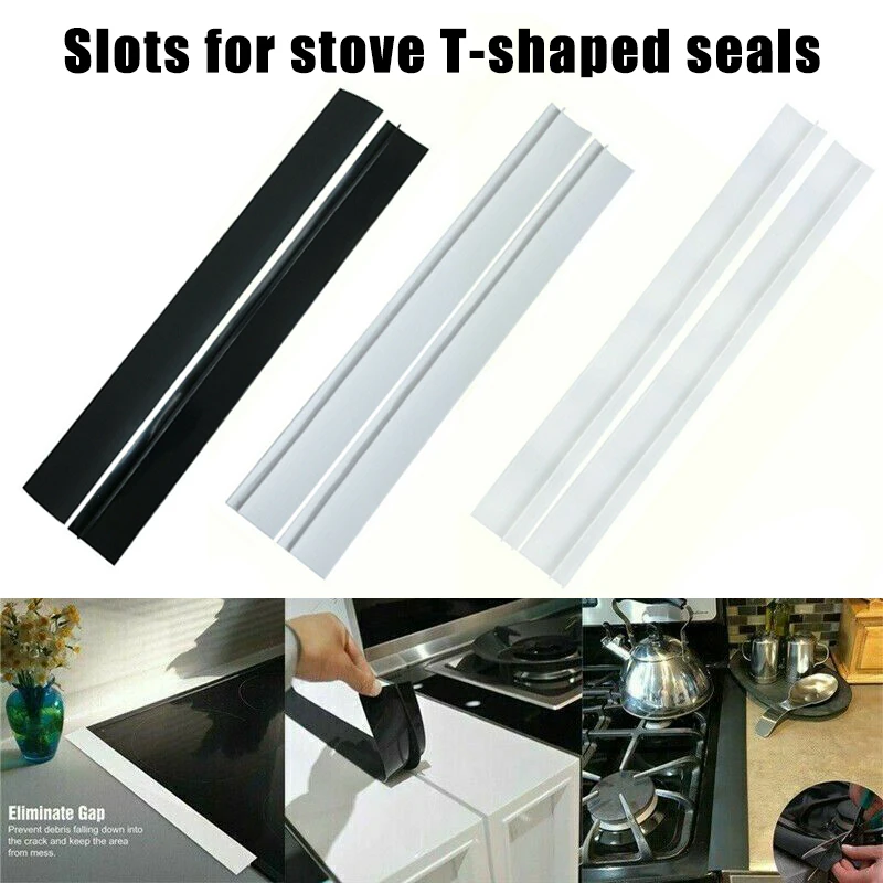 

1pc Kitchen Stove T-shaped Strip Silicone Stove Sealing Strip Counter Cover Gap Caulk Filler Tape Kitchen Accessorie For Slots